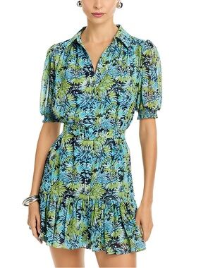 Cinq à Sept Dahlia Print Halbini Dress in Tropical Sky Multi